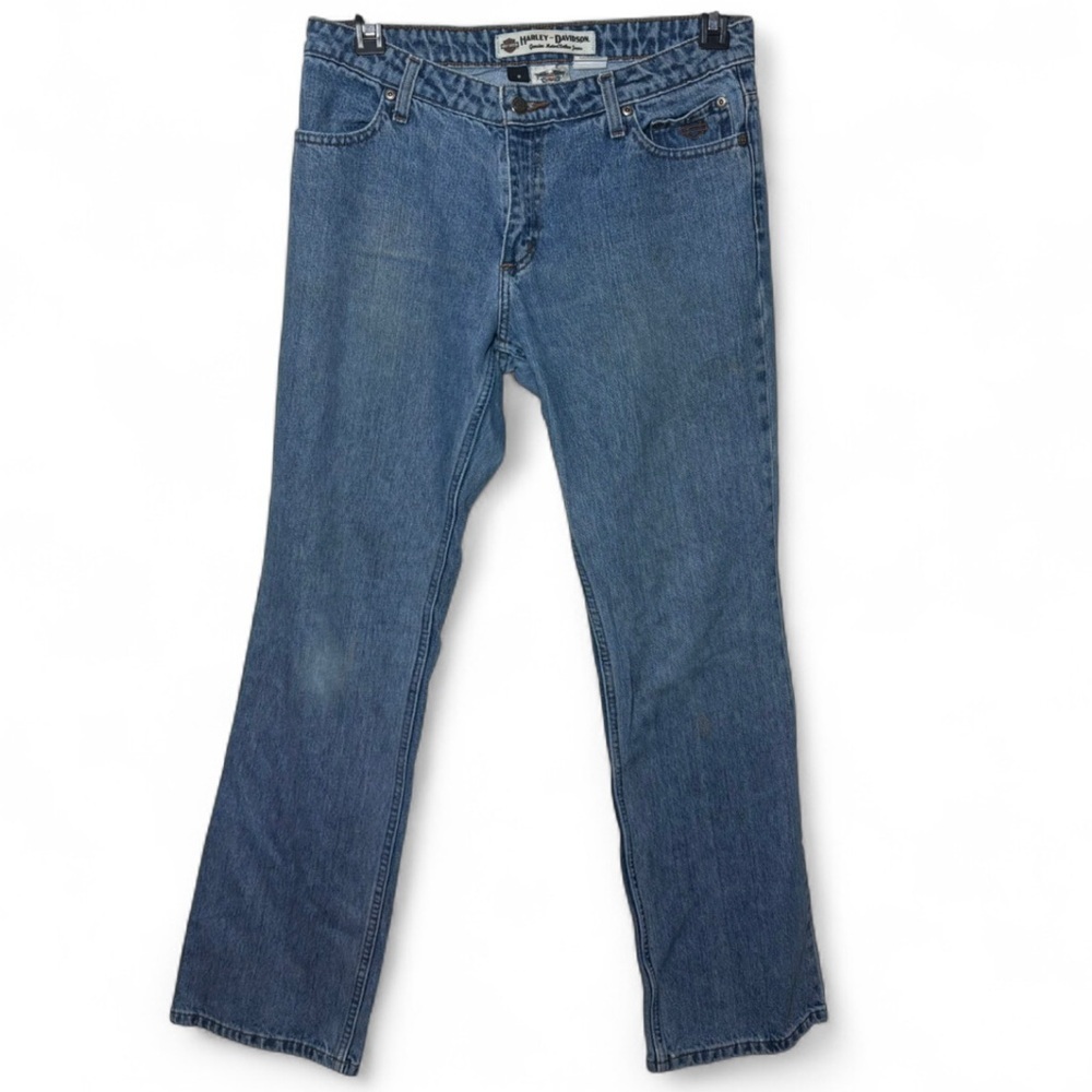 Harley-Davidson Women’s Straight Leg Blue Jeans Size 8 Biker Style Denim